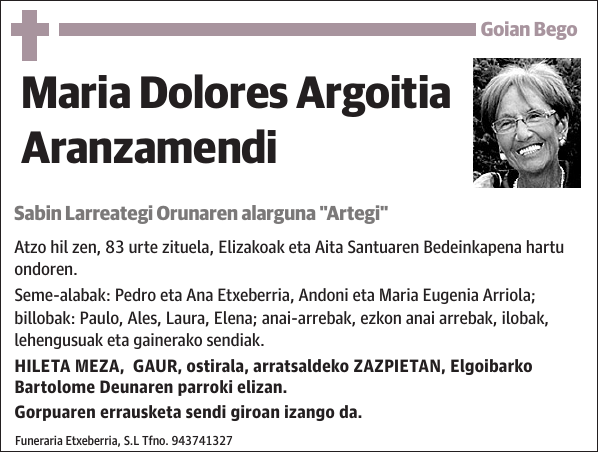 Maria Dolores Argoitia Aranzamendi