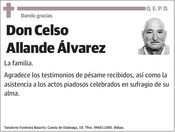 Dando gracias Celso Allande Álvarez