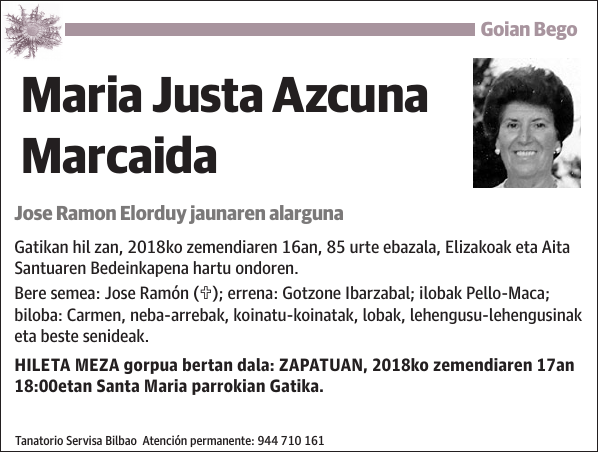 Maria Justa Azcuna Marcaida