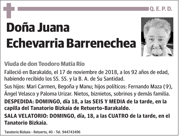 Juana Echevarria Barrenechea