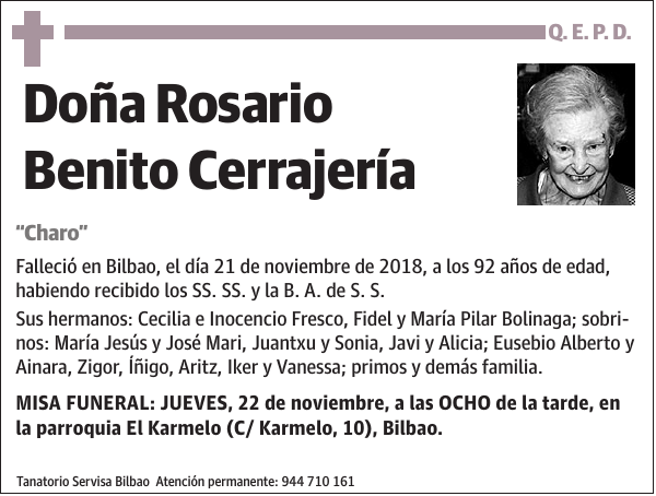 Rosario Benito Cerrajería Charo