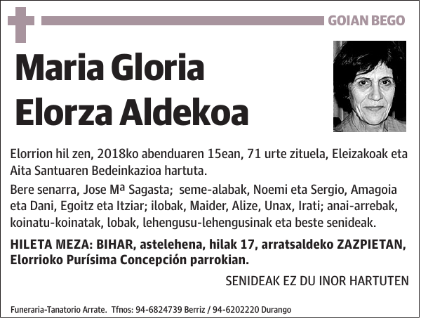 Maria Gloria Elorza Aldekoa