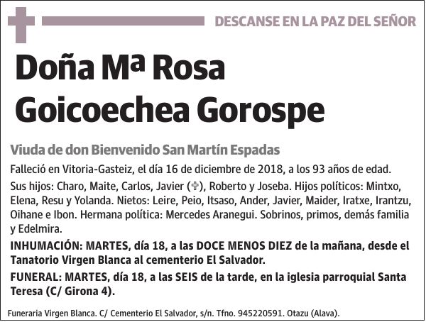 Mª Rosa Goicoechea Gorospe