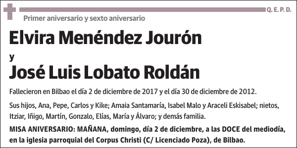 Elvira Menéndez Jourón y José Luis Lobato Roldán