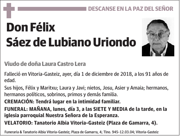 Félix Sáez de Lubiano Uriondo