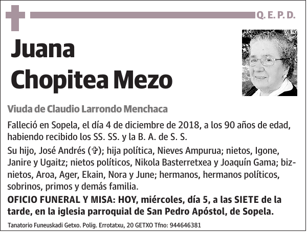 Juana Chopitea Mezo