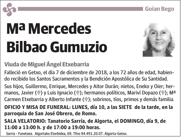 Mª Mercedes Bilbao Gumuzio