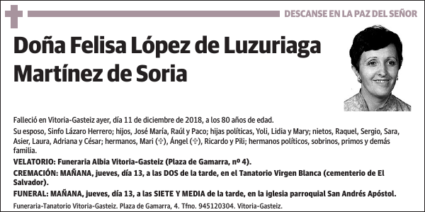 Felisa López de Luzuriaga Martínez de Soria