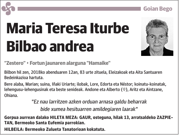 Maria Teresa Iturbe Bilbao