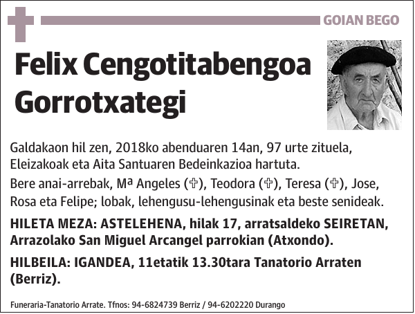 Felix Cengotitabengoa Gorrotxategi