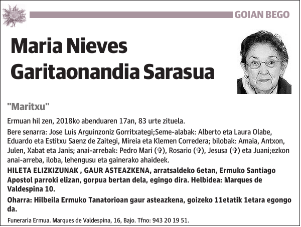 Maria Nieves Garitaonandia Sarasua