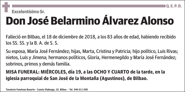 Excelentísimo Sr. José Belarmino Álvarez Alonso