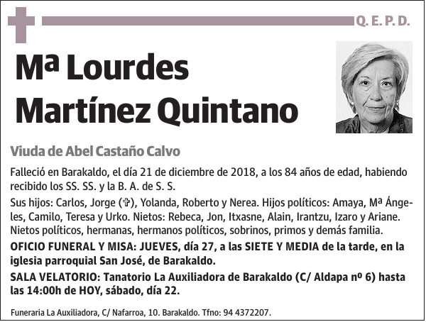 Mª Lourdes Martínez Quintano