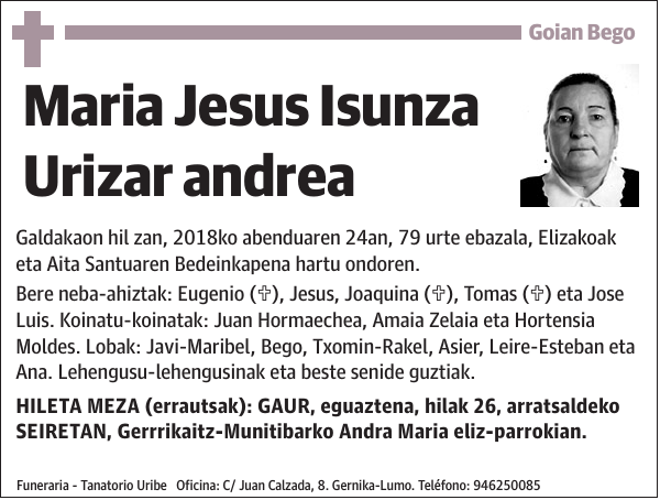 Maria Jesus Isunza Urizar