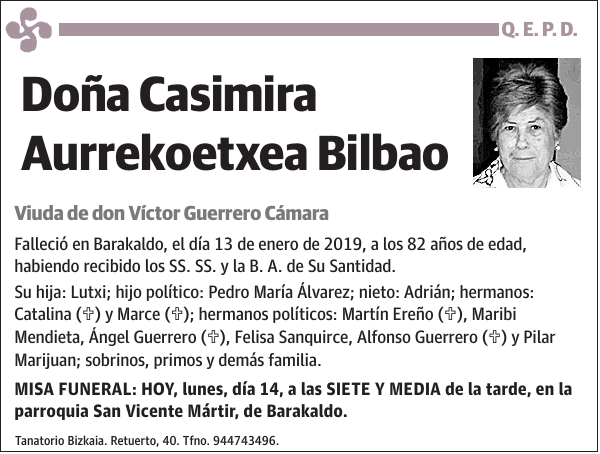 Casimira Aurrekoetxea Bilbao