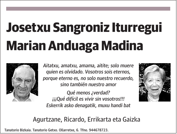 Josetxu Sangroniz Iturregui y Marian Anduaga Madina