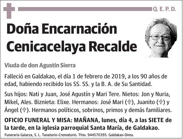 Encarnación Cenicacelaya Recalde