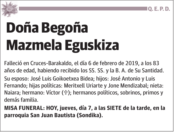 Begoña Mazmela Eguskiza