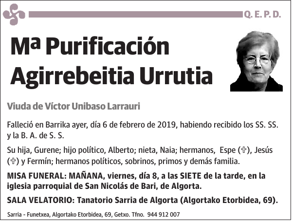 Mª Purificación Agirrebeitia Urrutia