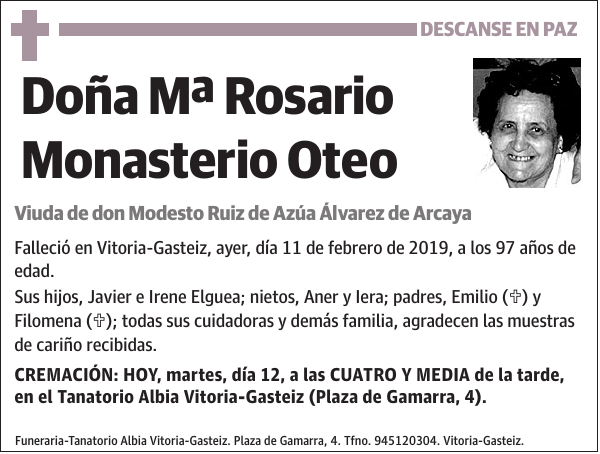 Mª Rosario Monasterio Oteo