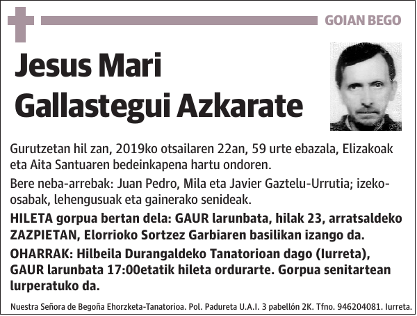 Jesus Mari Gallastegui Azkarate