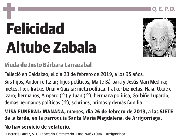 Felicidad Altube Zabala