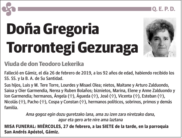 Gregoria Torrontegi Gezuraga