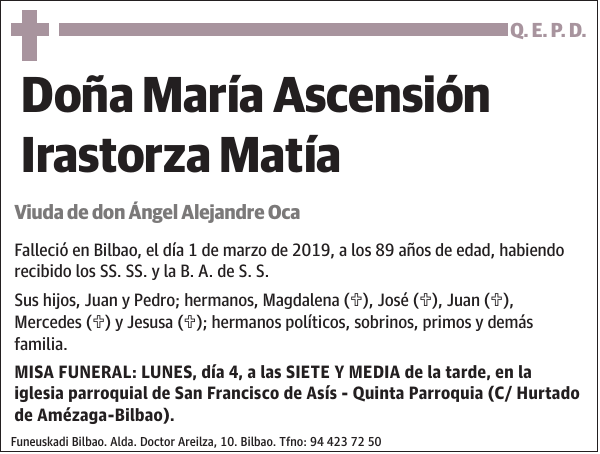 María Ascensión Irastorza Matía