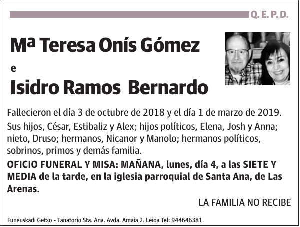 Mª Teresa Onís Gómez e Isidro Ramos Bernardo