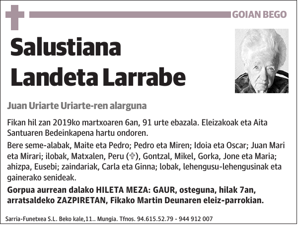 Salustiana Landeta Larrabe