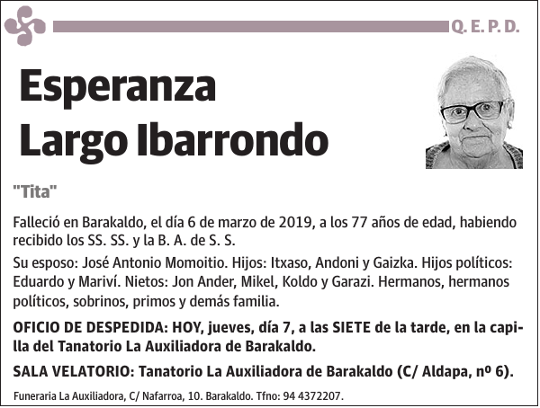 Esperanza Largo Ibarrondo 'Tita'