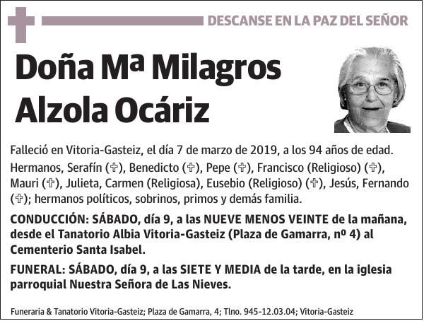 Mª Milagros Alzola Ocáriz