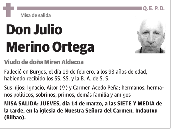 Misa de salida Julio Merino Ortega