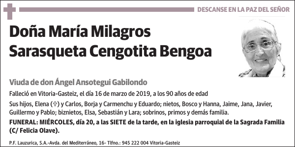 María Milagros Sarasqueta Cengotita Bengoa