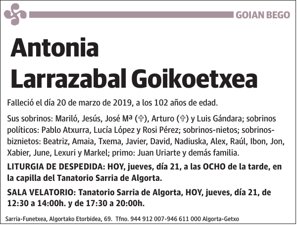 Antonia Larrazabal Goikoetxea