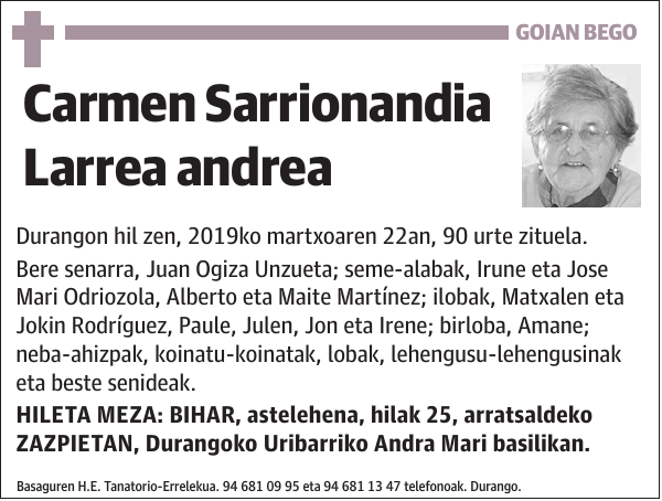 Carmen Sarrionandia Larrea