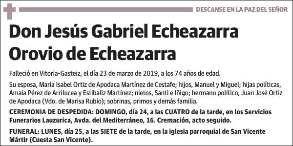 Jesús Gabriel Echeazarra Orovio de Echeazarra