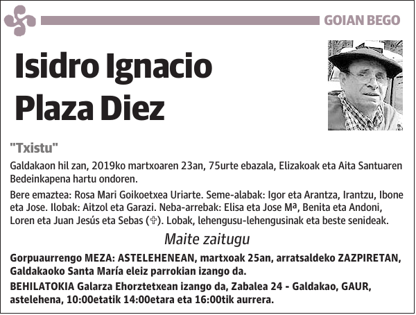 Isidro Ignacio Plaza Diez