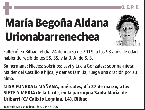 María Begoña Aldana Urionabarrenechea