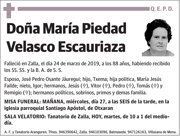 María Piedad Velasco Escauriaza