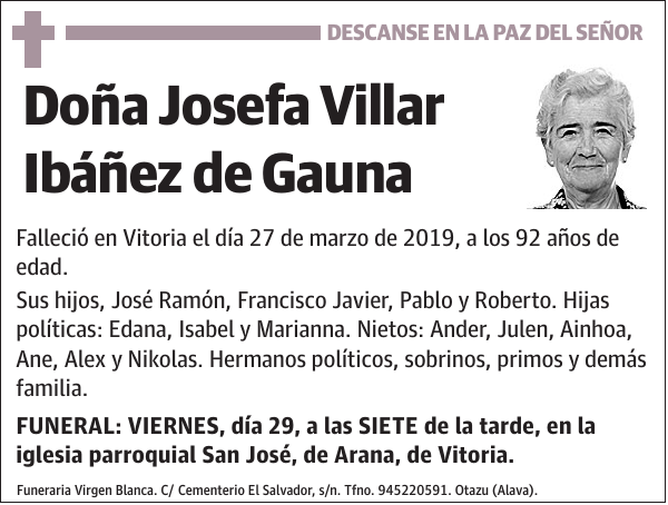 Josefa Villar Ibáñez de Gauna