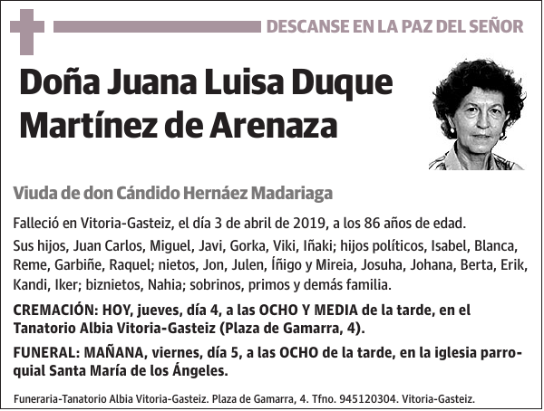 Juana Luisa Duque Martínez de Arenaza