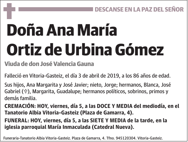 Ana María Ortiz de Urbina Gómez