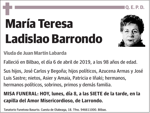 María Teresa Ladislao Barrondo