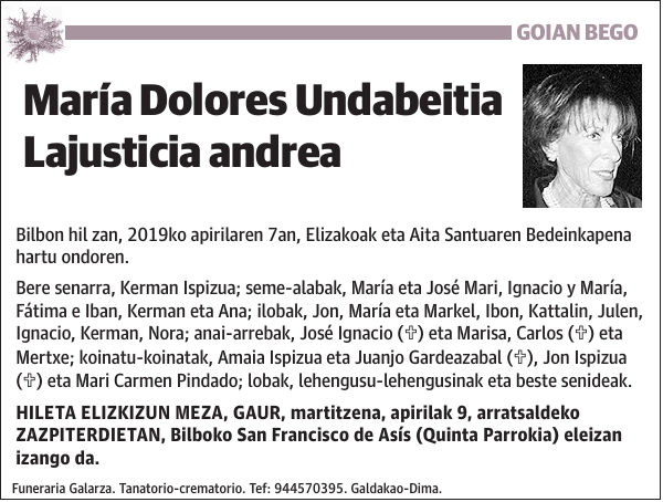 María Dolores Undabeitia Lajusticia