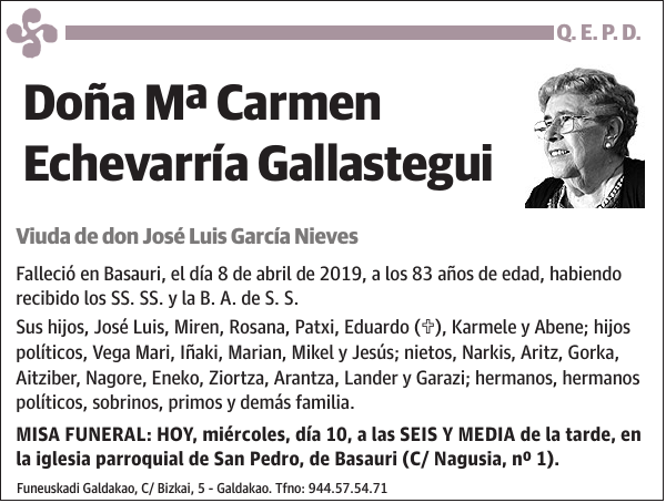 Mª Carmen Echevarría Gallastegui