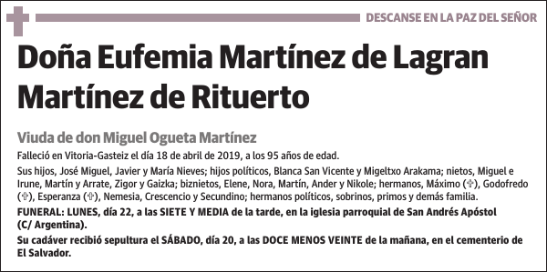 Eufemia Martínez de Lagran Martínez de Rituerto