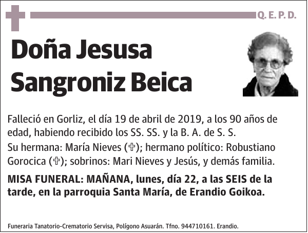 Jesusa Sangroniz Beica