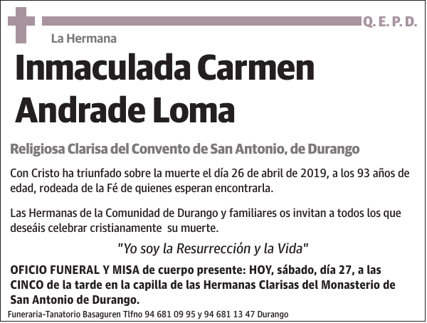 Inmaculada Carmen Andrade Loma