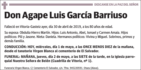 Agape Luis García Barriuso